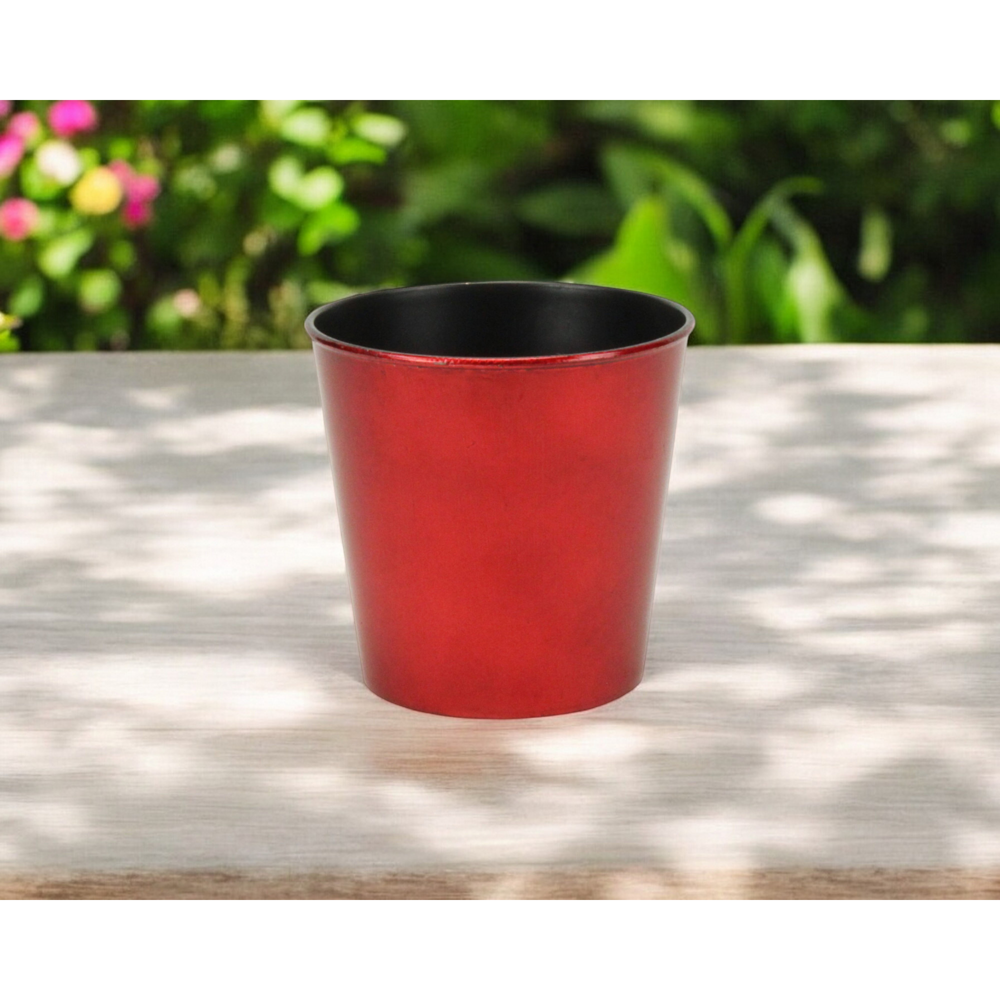 5" Red Recycled Plastic Indoor Outdoor Round Nursery Pot