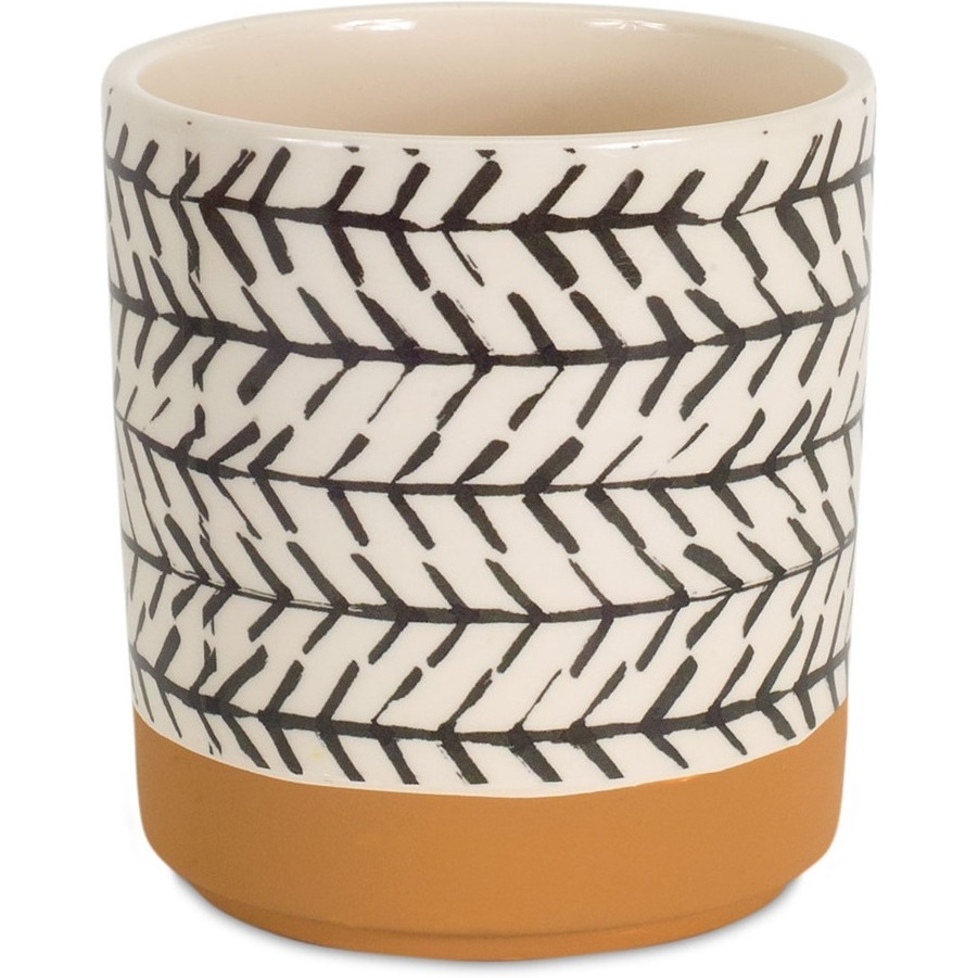 Brown and Black Set of Four Dolomite 3.32468 ounce Round Pot Planter