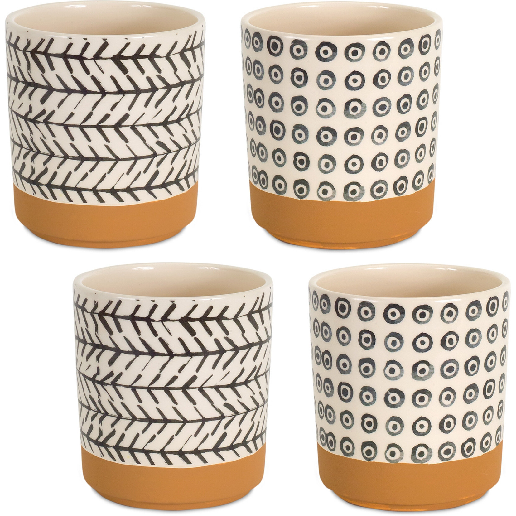 Brown and Black Set of Four Dolomite 3.32468 ounce Round Pot Planter