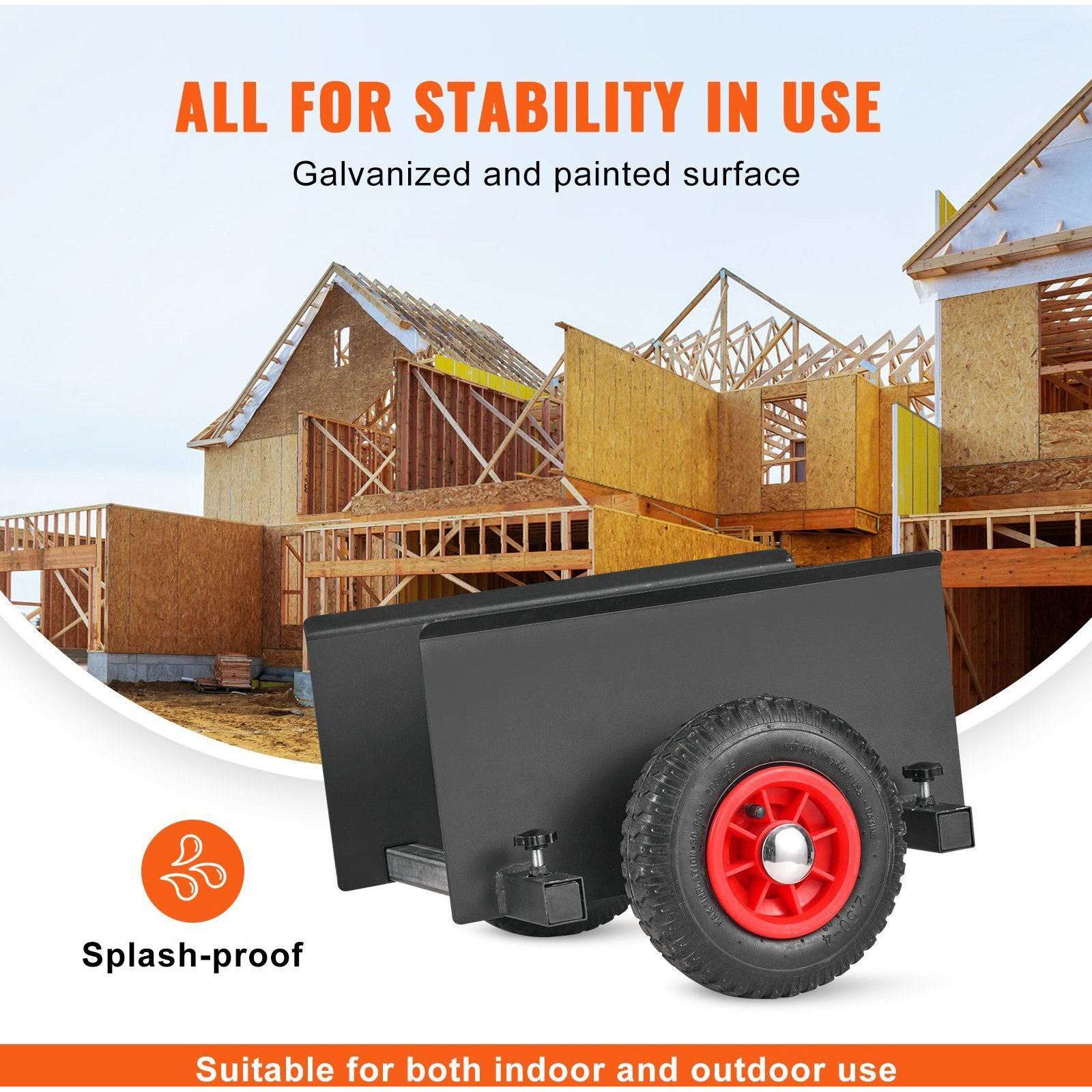 VEVOR Panel Dolly, 600LBS Capacity Slab Dolly, Heavy-duty Drywall Mover with 8" Pneumatic Wheels, Adjustable Clamp Panel Cart for Drywall Sheet, Material Handling, All Terrain Moving Cart