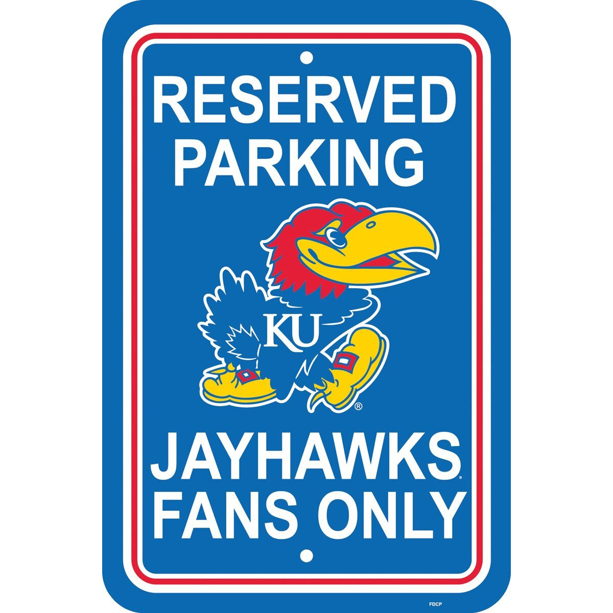 Kansas Jayhawks Sign 12x18 Plastic Reserved Parking Style CO