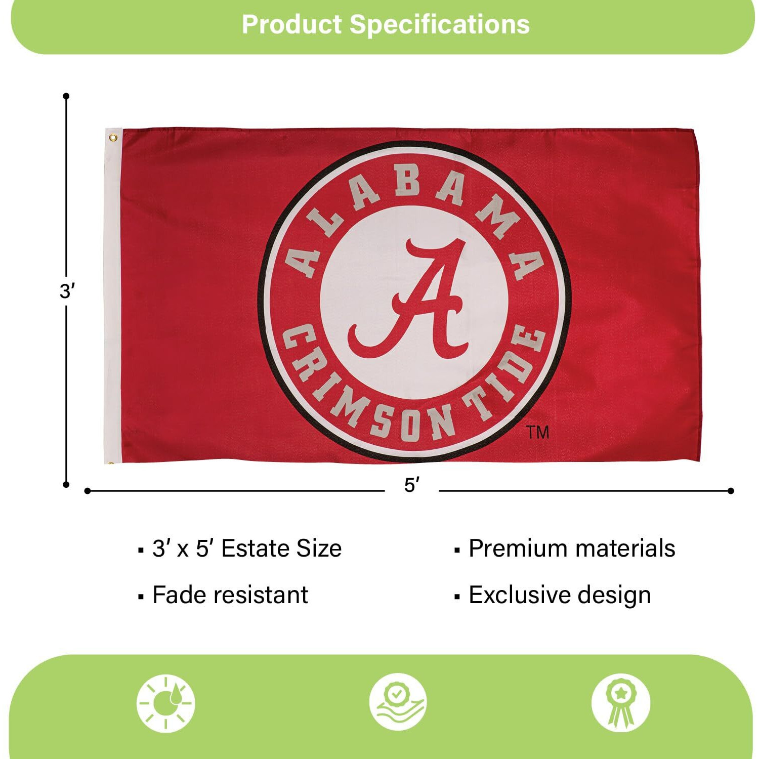 Alabama Crimson Tide Flag 3x5 Circle A Design