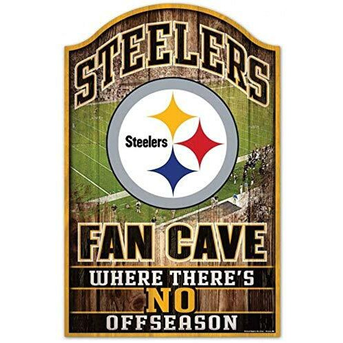 Pittsburgh Steelers Wood Sign - 11&quotx17" Fan Cave Design