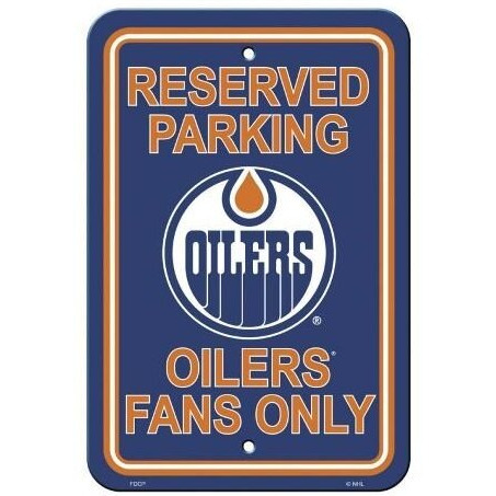 Edmonton Oilers Sign 12x18 Plastic Reserved Parking Style CO