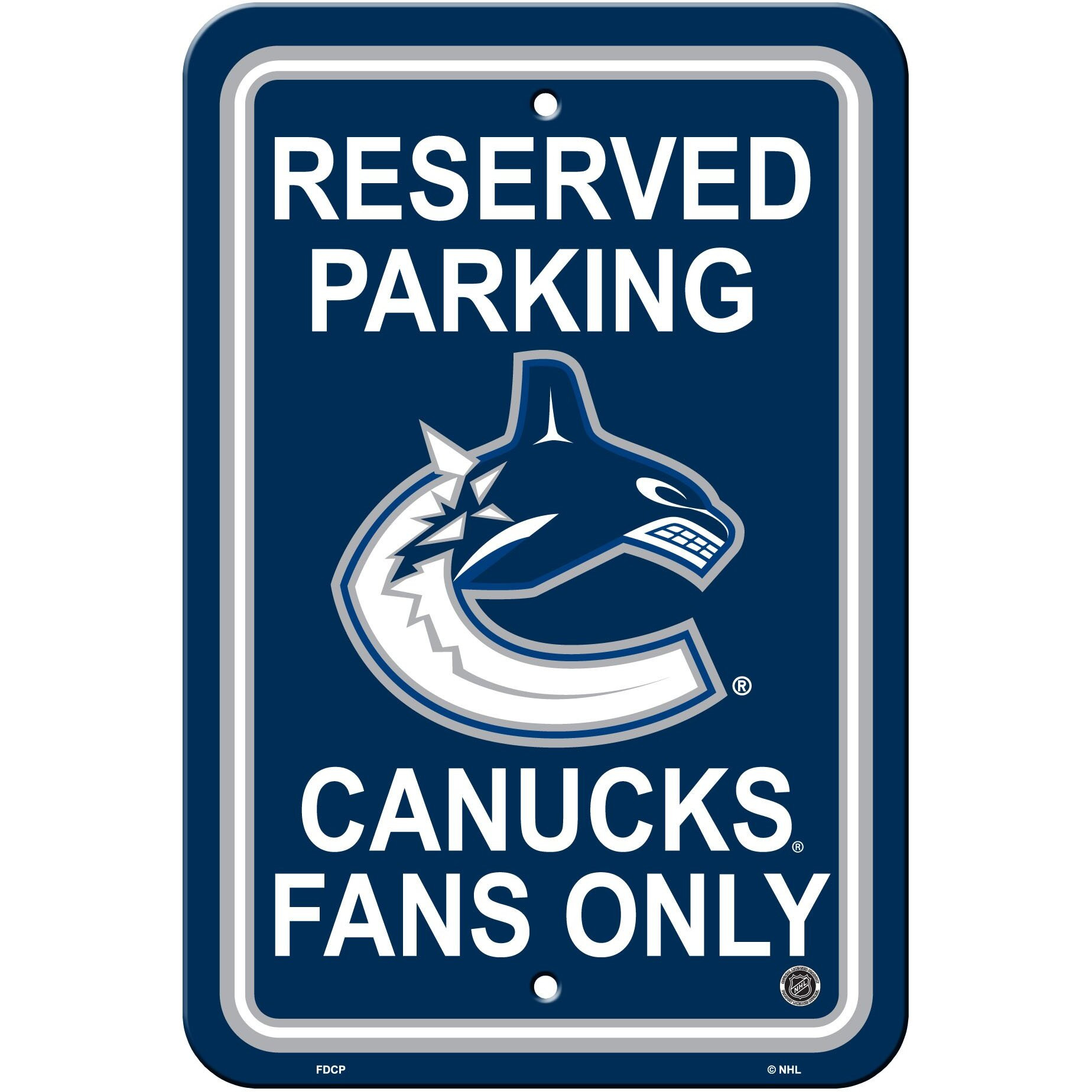 Vancouver Canucks Sign 12x18 Plastic Reserved Parking Style CO