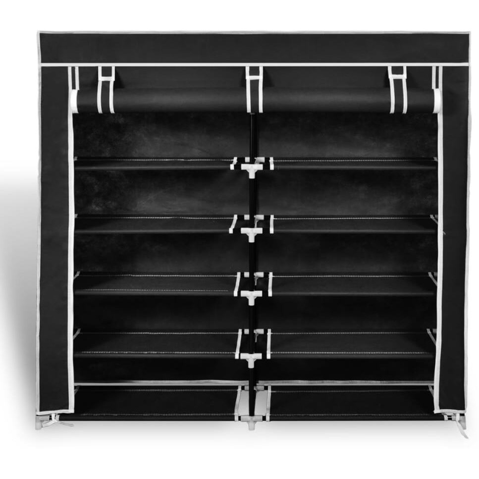 vidaXL Fabric Shoe Cabinet with Cover 45" x 11" x 43" Black