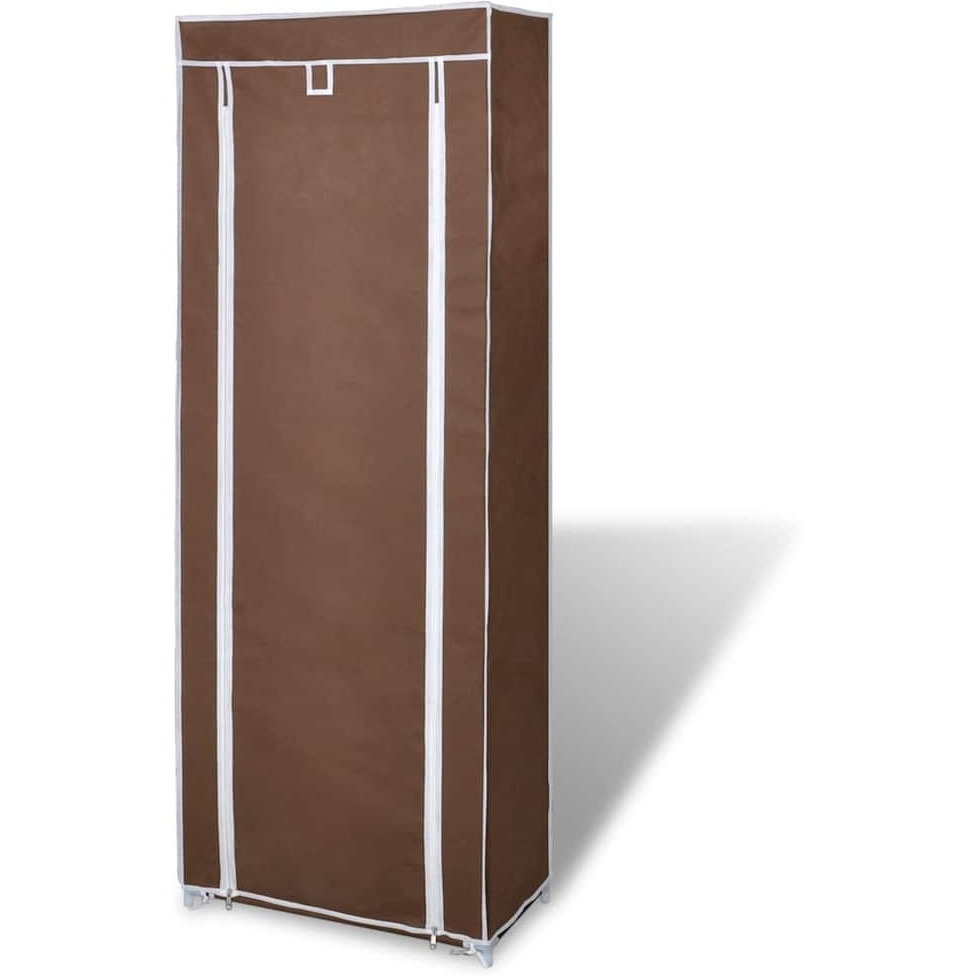 Fabric Shoe Cabinet with Cover 22" x 11" x 64" Brown