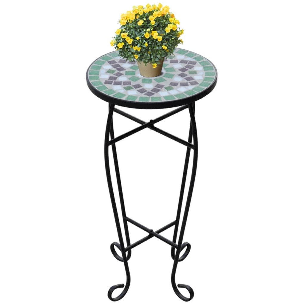 vidaXL Mosaic Side Table Plant Table Green White