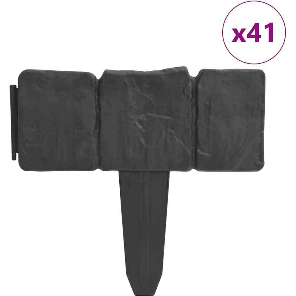 Plastic Garden / Lawn Fence Stone Look 41 pcs 32.8 ft