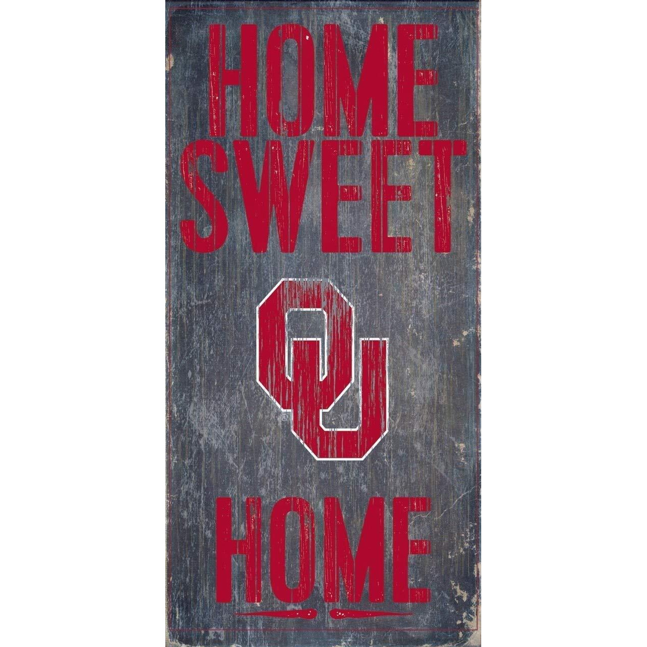 Oklahoma Sooners Wood Sign - Home Sweet Home 6&quotx12"