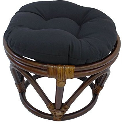 18-inch Round Solid Twill Tufted Footstool Cushion - Black