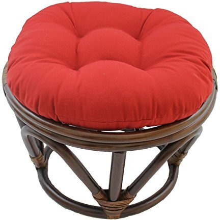 18-inch Round Solid Twill Tufted Footstool Cushion - Red