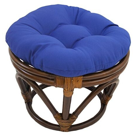 18-inch Round Solid Twill Tufted Footstool Cushion - Royal Blue