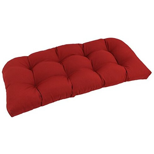 42-inch by 19-inch U-Shaped Twill Tufted Settee/Bench Cushion - Ruby Red