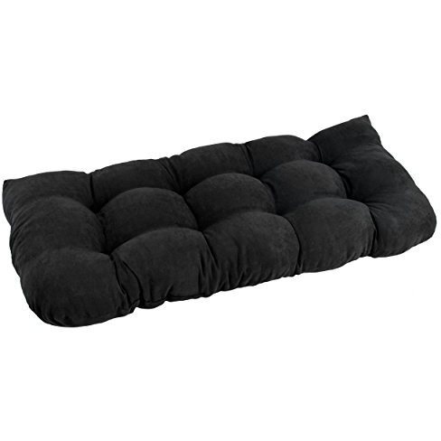42-inch by 19-inch U-Shaped Micro Suede Polyester Tufted Settee/Bench Cushion - Black