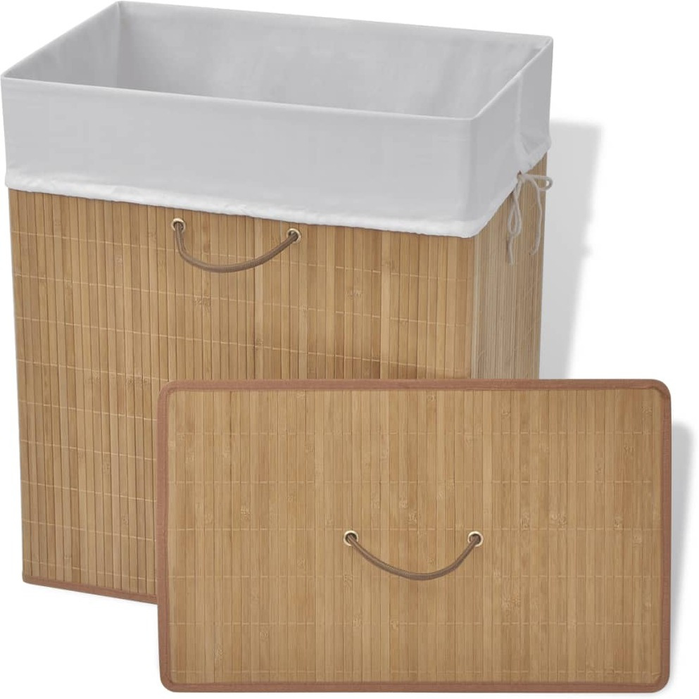 vidaXL Bamboo Laundry Bin Rectangular Natural