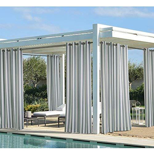 Coastal Stripe Grommet Curtain Panel Window Dressing 50 x 84 in Alloy Grey