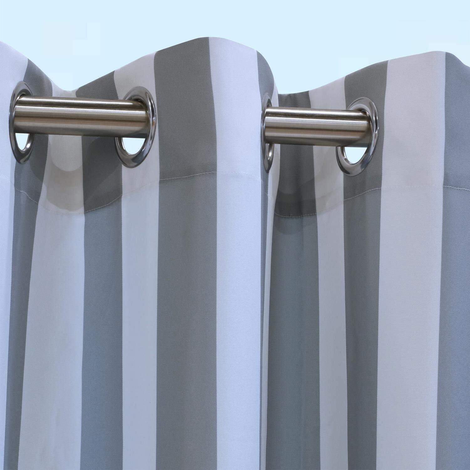 Coastal Stripe Grommet Curtain Panel Window Dressing 50 x 84 in Alloy Grey