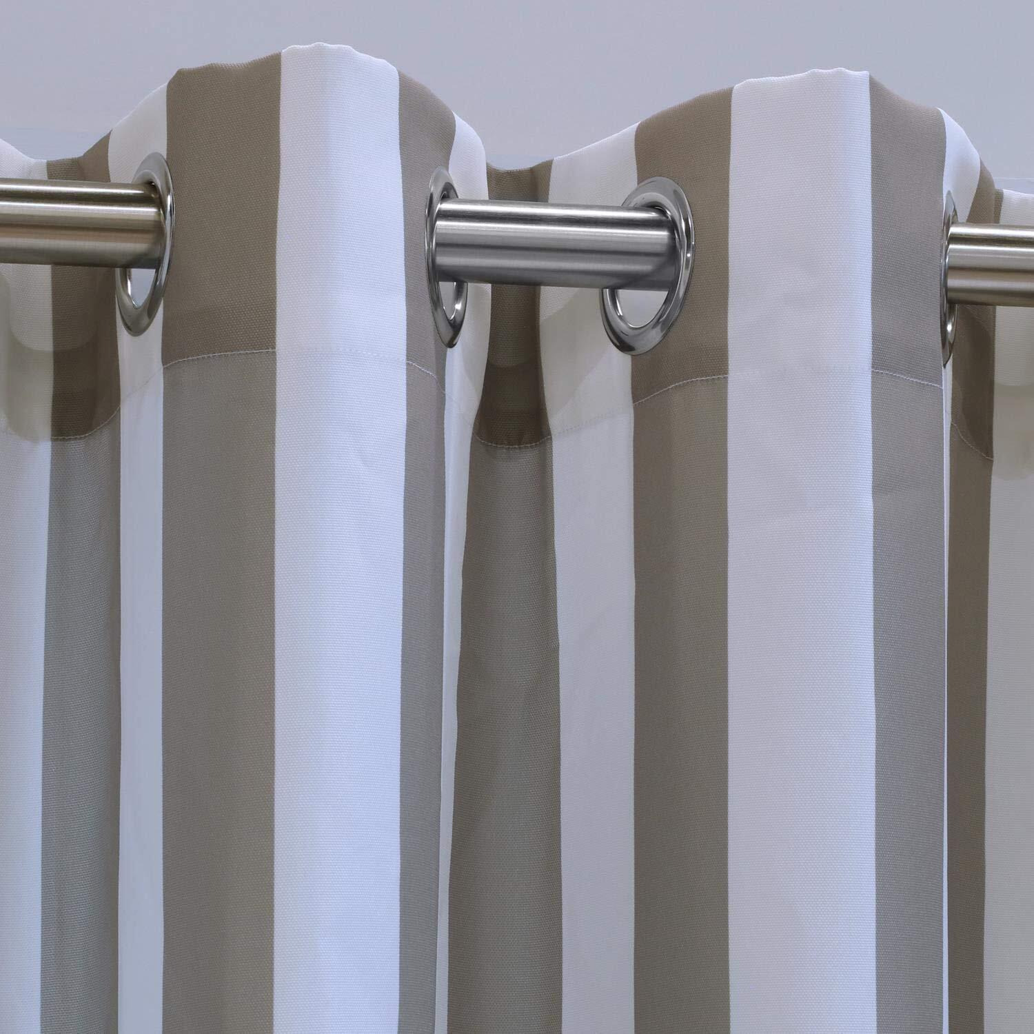 Coastal Stripe Grommet Curtain Panel Window Dressing 50 x 108 in Taupe