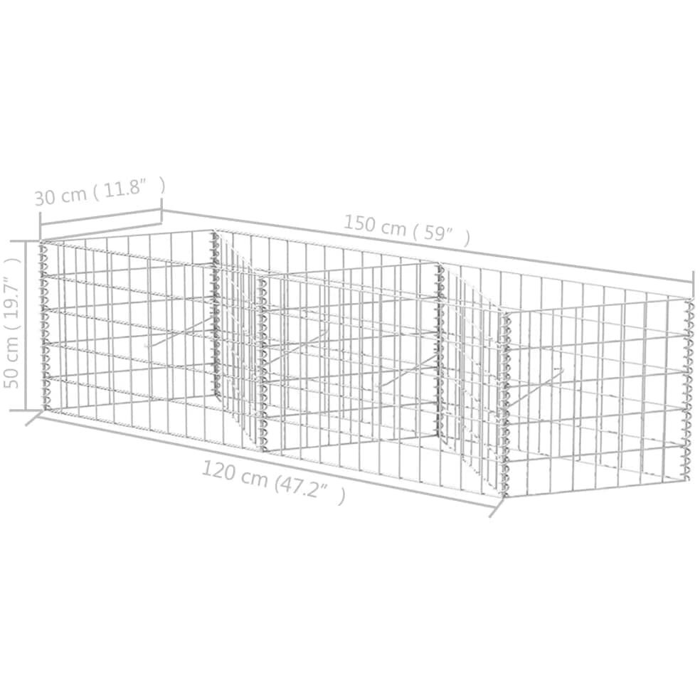 vidaXL Gabion Basket Galvanized Steel 47.2&quotx11.8&quotx19.7"