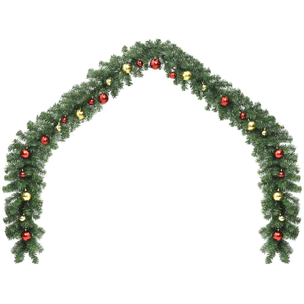 vidaXL Christmas Garland Decorated with Baubles and LED Lights 393.7"
