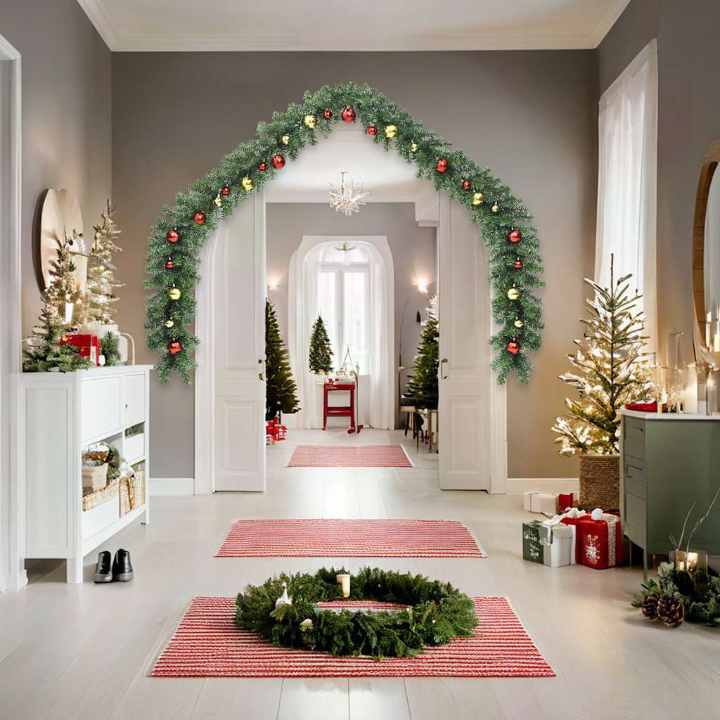 vidaXL Christmas Garland Decorated with Baubles and LED Lights 393.7"