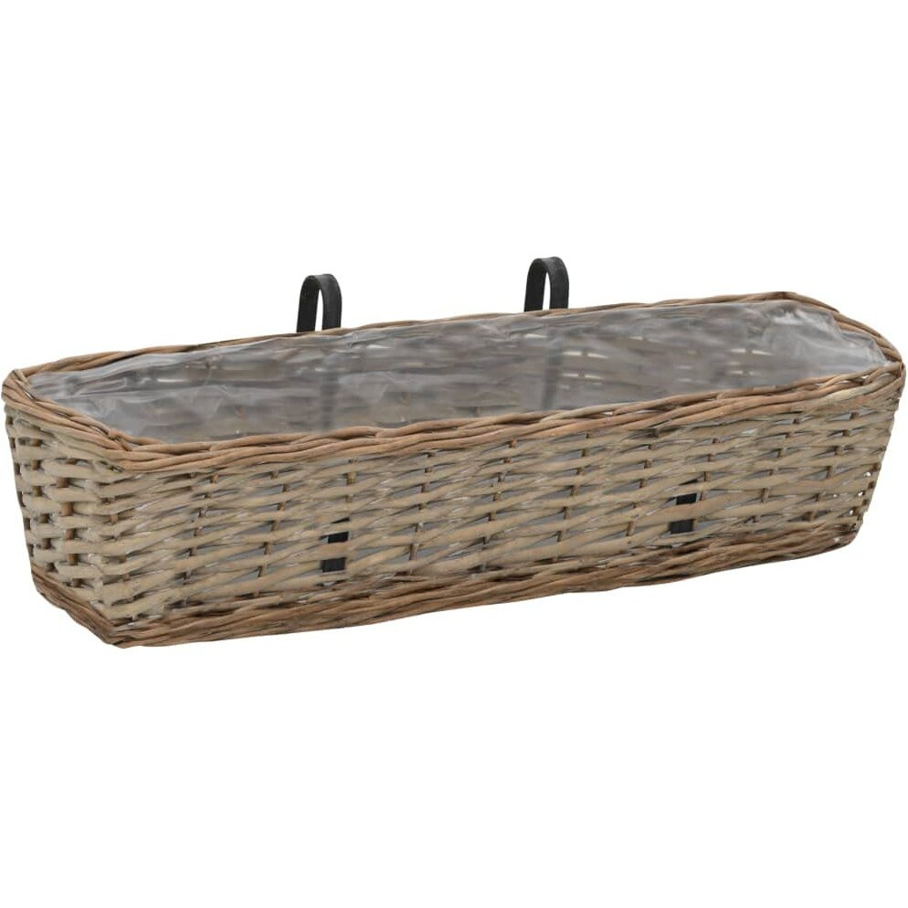 vidaXL Balcony Planter 2 pcs Wicker with PE Lining 23.6"