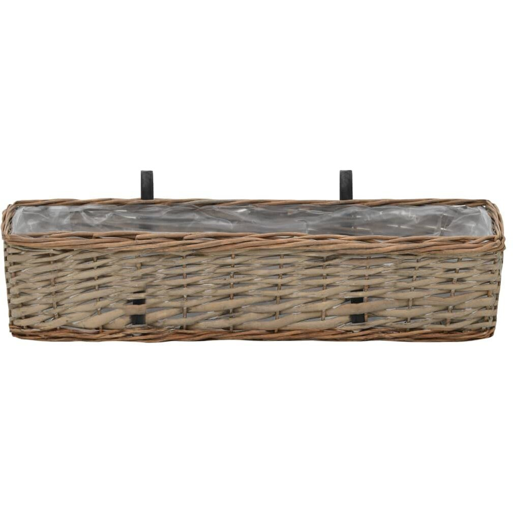 vidaXL Balcony Planter 2 pcs Wicker with PE Lining 23.6"