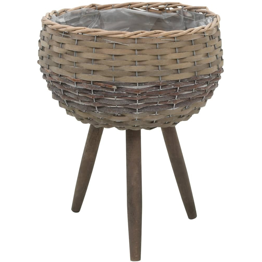 vidaXL Planter 3 pcs Wicker with PE Lining
