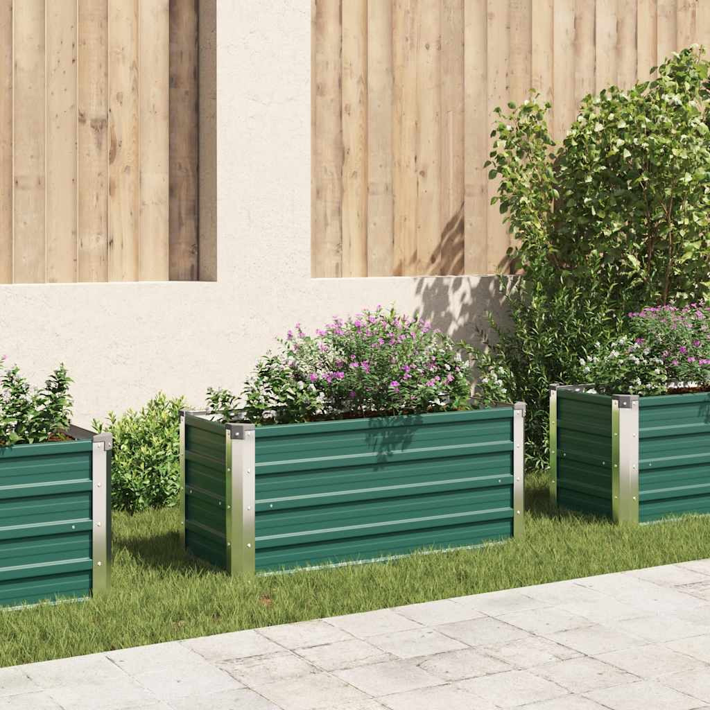 vidaXL Garden Raised Bed Galvanized Steel 39.4&quotx15.7&quotx17.7" Green