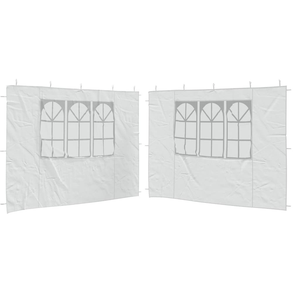 vidaXL Party Tent Sidewall 2 pcs with Window PE White