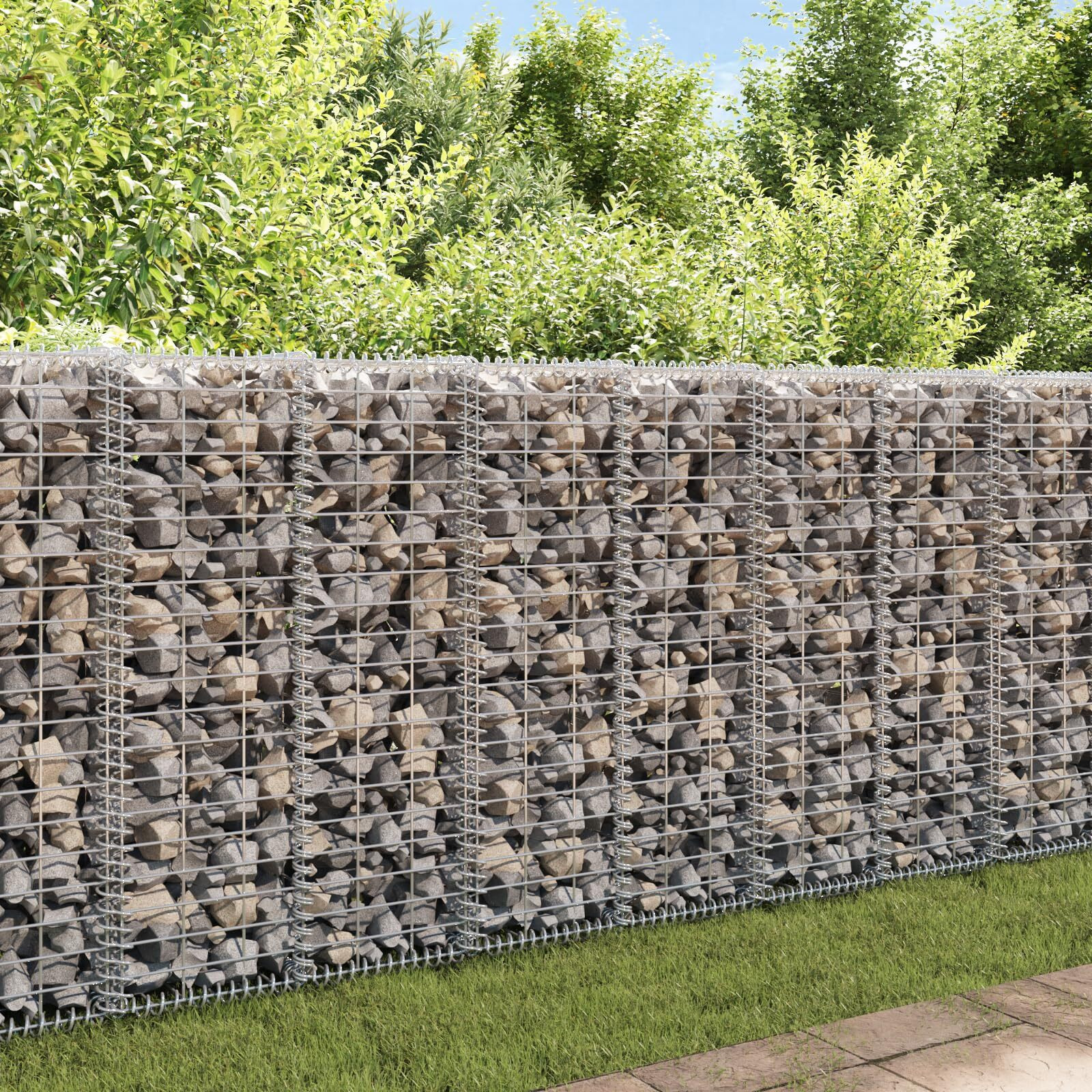 vidaXL Gabion Wall with Covers Galvanized Steel 7.87&quotx7.87&quotx39.4"