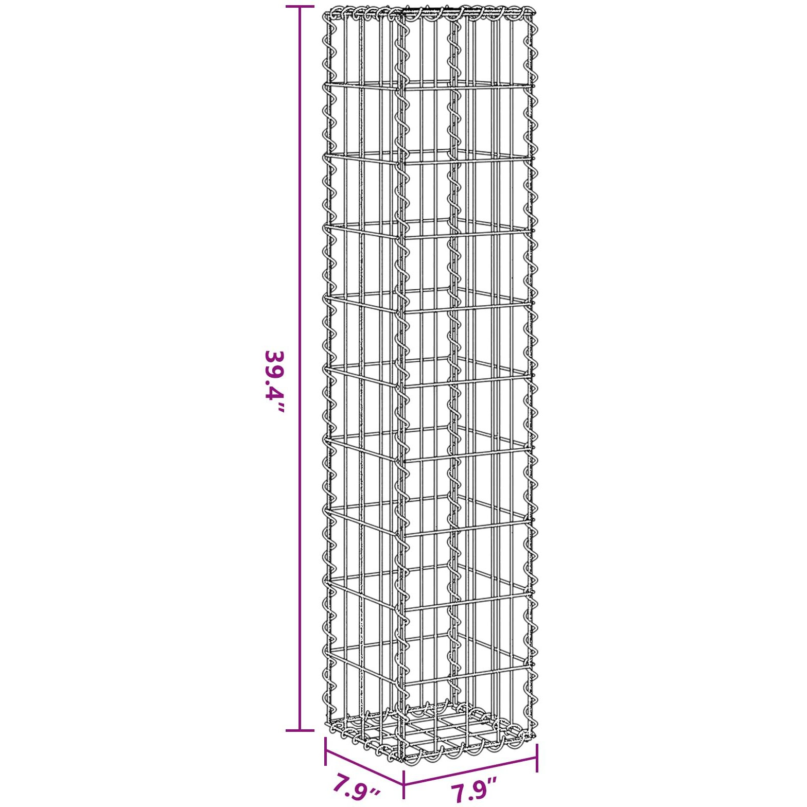 vidaXL Gabion Wall with Covers Galvanized Steel 7.87&quotx7.87&quotx39.4"