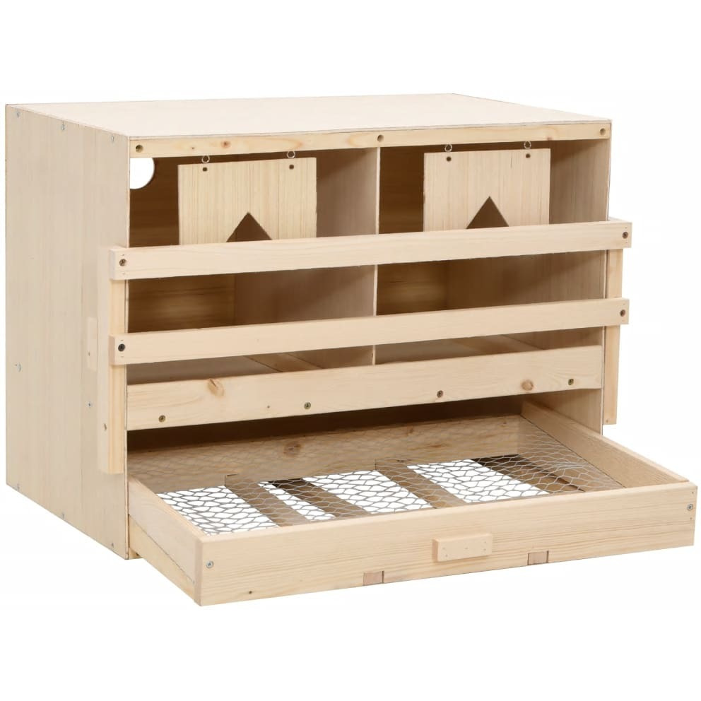 vidaXL Chicken Laying Nest 2 Compartments 24.8&quotx15.7&quotx17.7" Solid Pine Wood