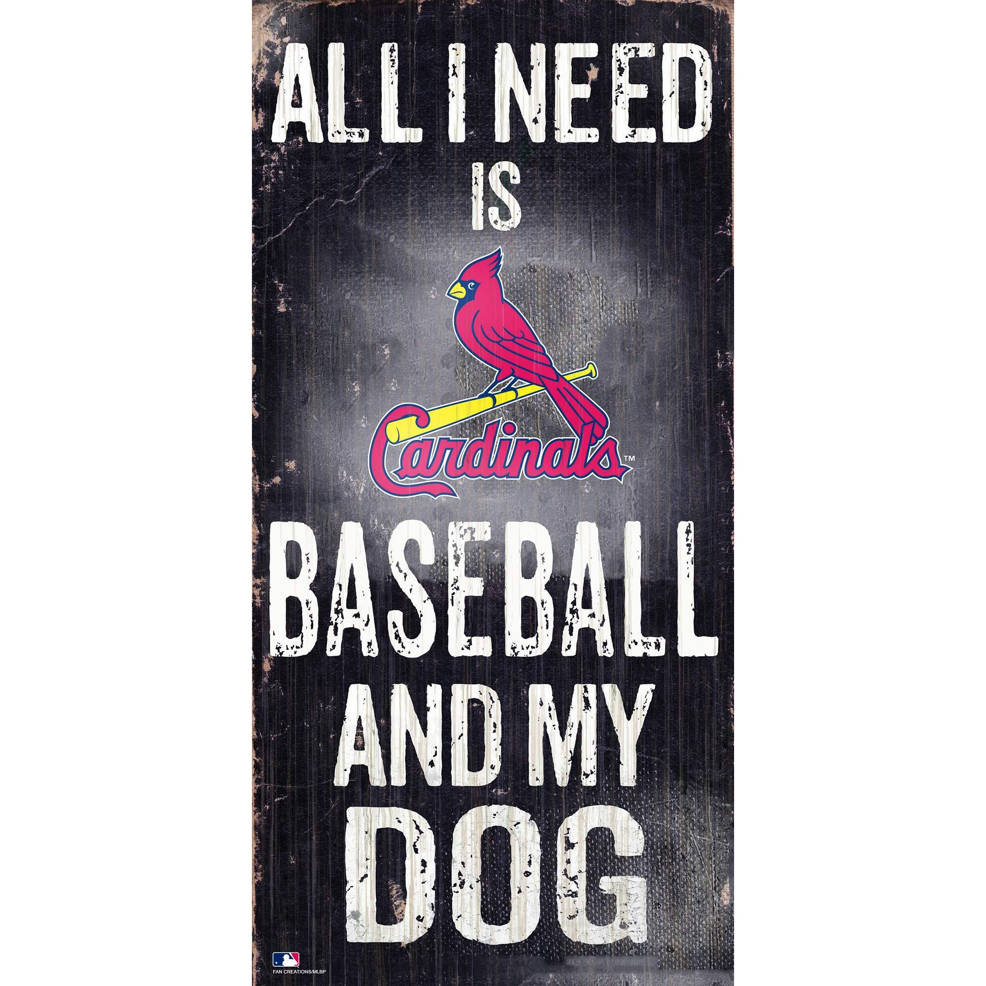 St. Louis Cardinals Sign Wood 6x12 Baseball and Dog Design