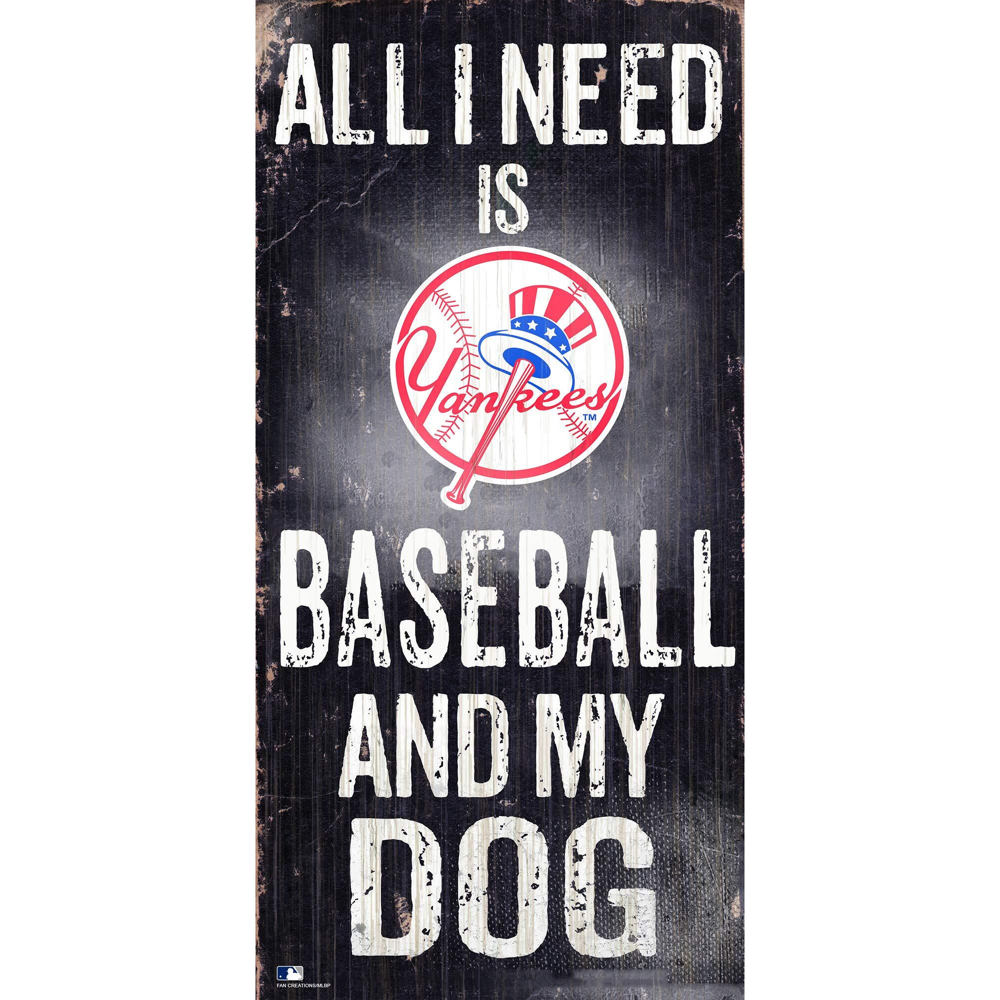 New York Yankees Sign Wood 6x12 Baseball and Dog Design