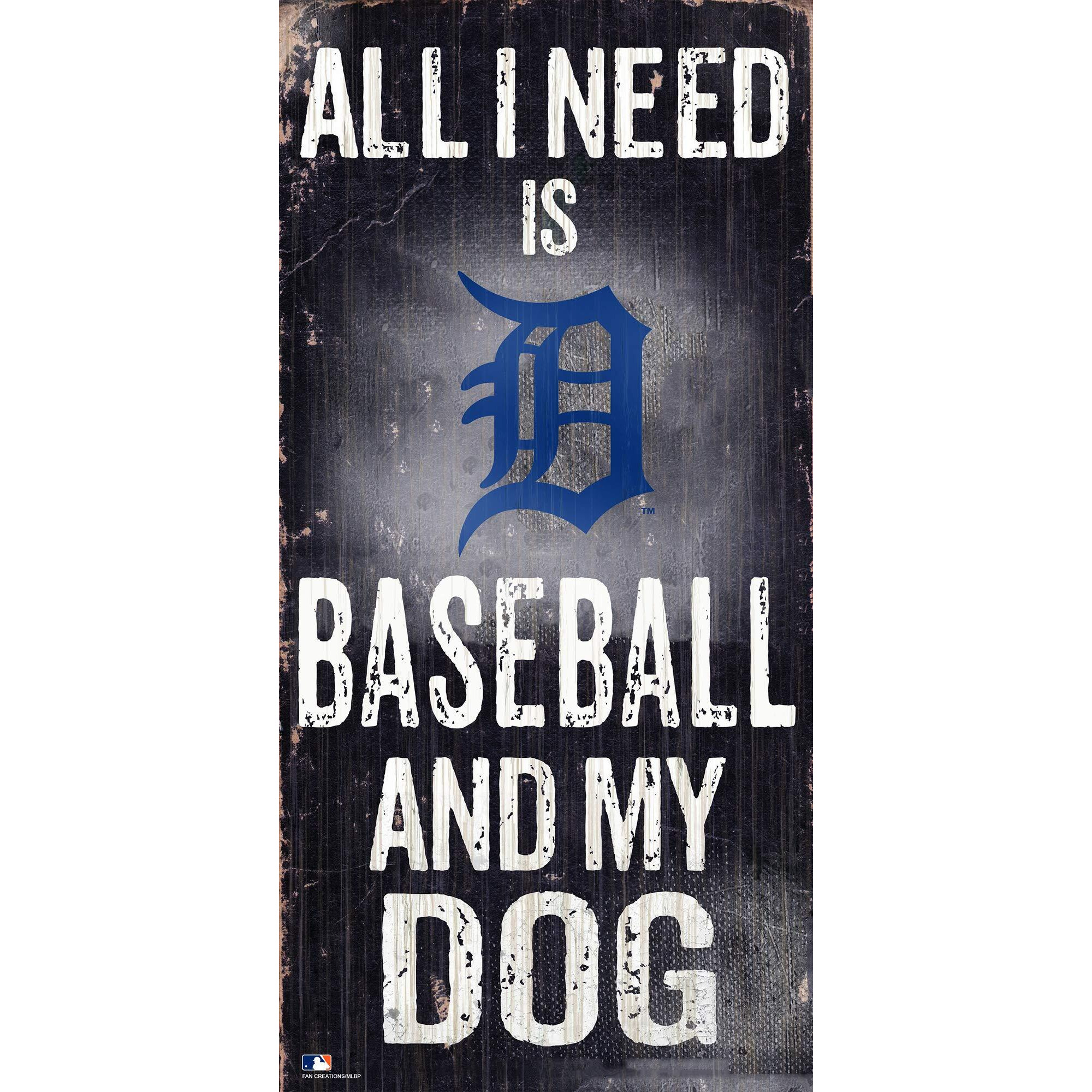 Detroit Tigers Sign Wood 6x12 Baseball and Dog Design