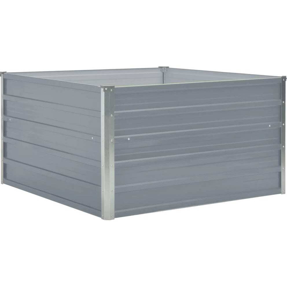 vidaXL Raised Garden Bed 39.4&quotx39.4&quotx17.7" Galvanized Steel Gray
