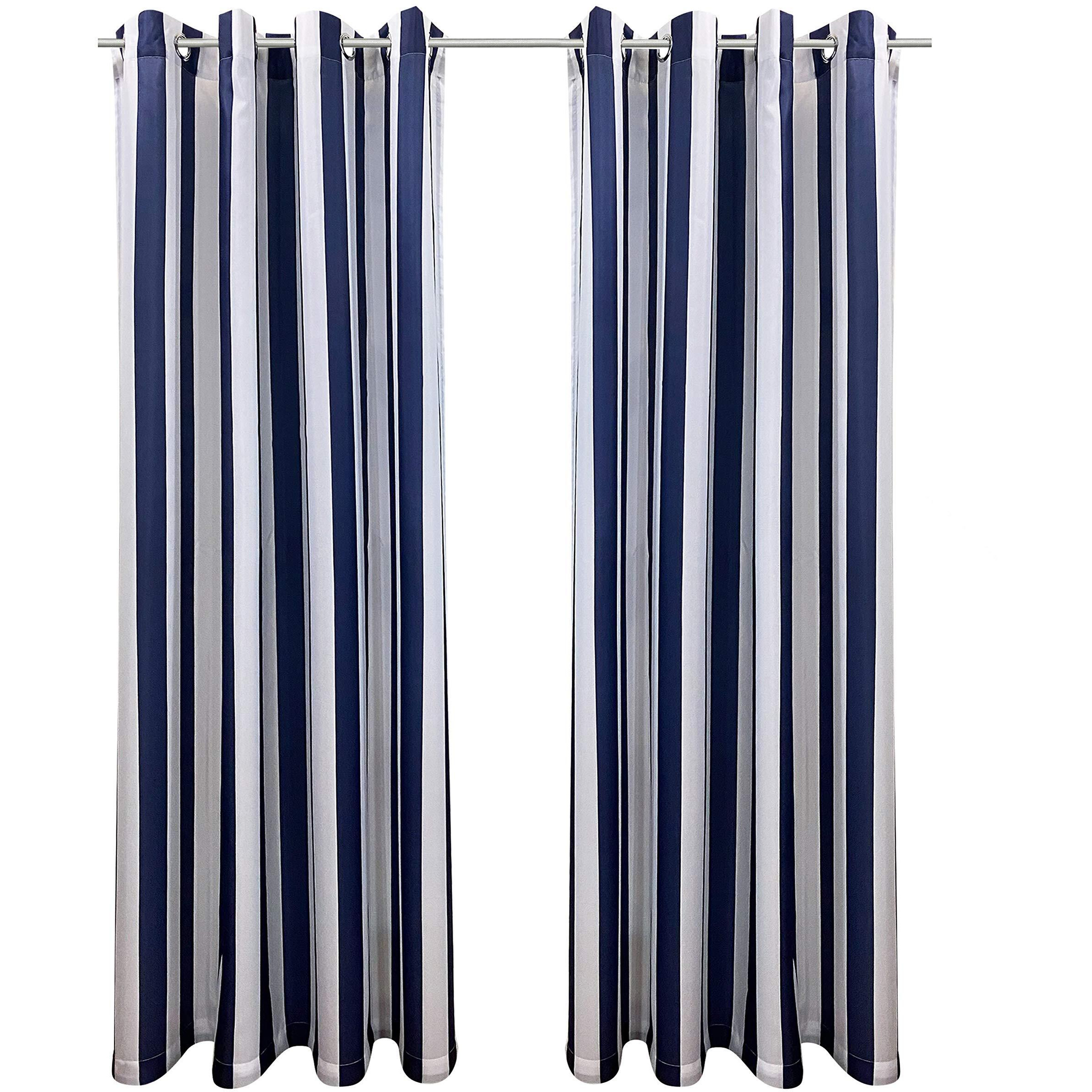 Seascapes Stripe Grommet Panel Pair each 50 x 108 in Indigo