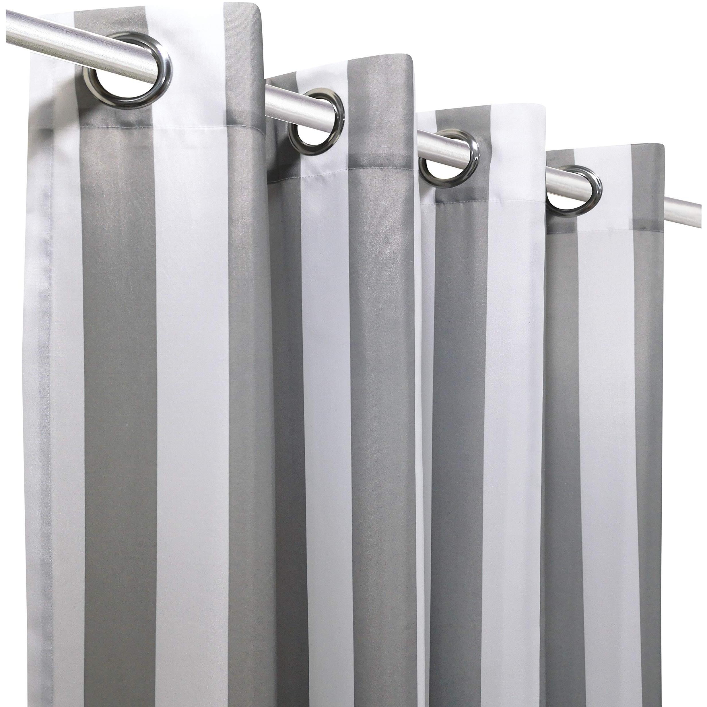 Seascapes Stripe Grommet Panel Pair each 50 x 96 in Alloy Grey