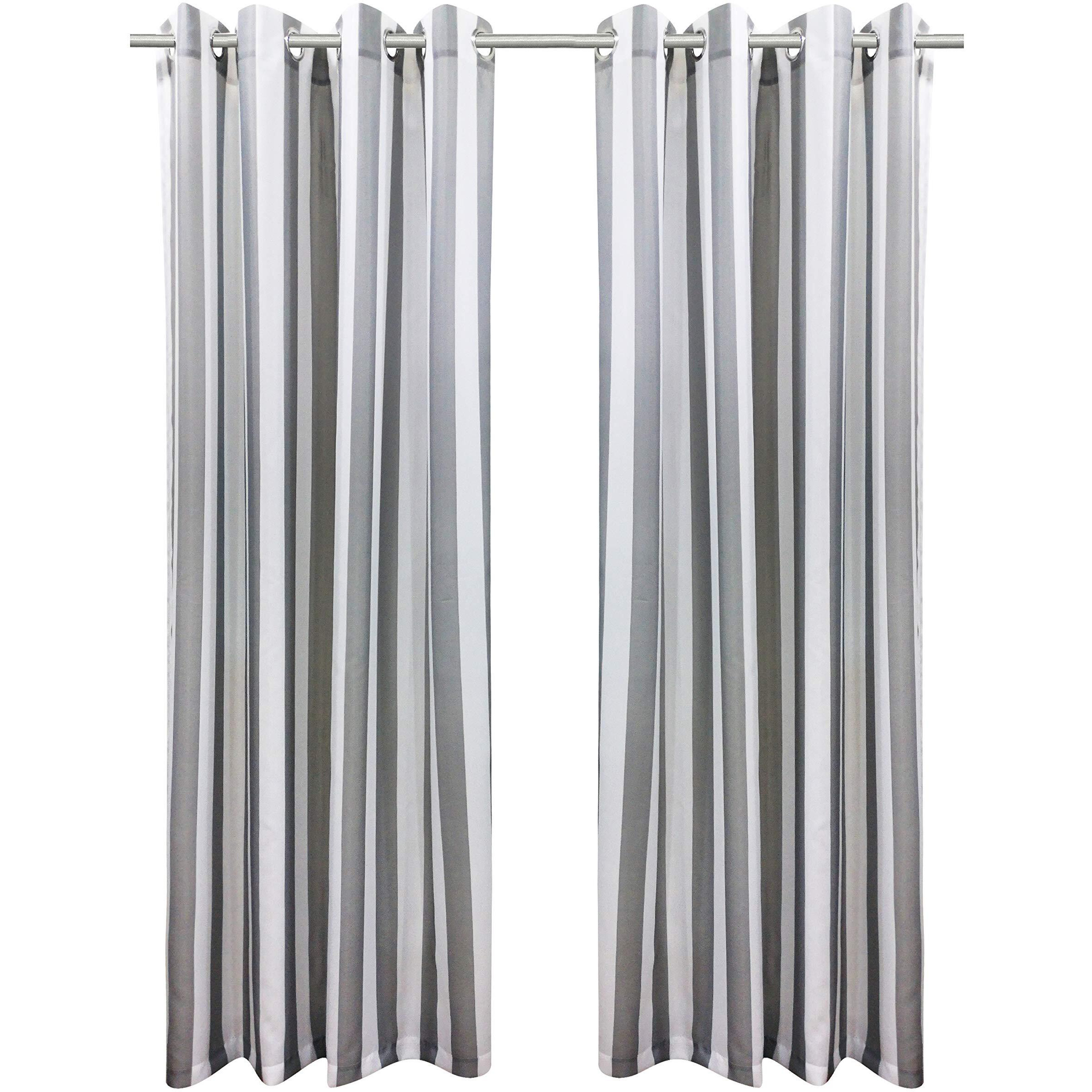 Seascapes Stripe Grommet Panel Pair each 50 x 108 in Alloy Grey