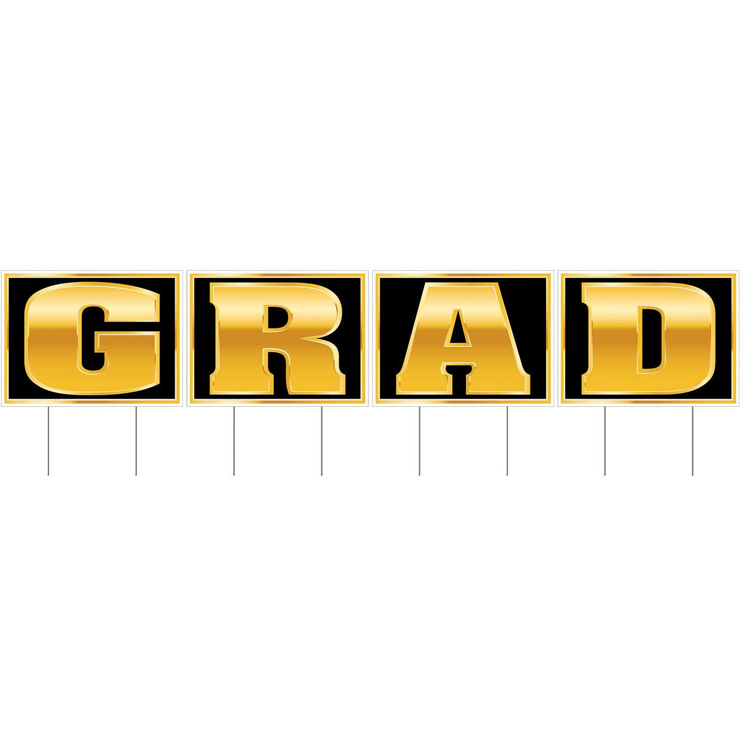 &quot6-Pack Durable Plastic Grad Yard Signs - Celebrate Graduation in Style"