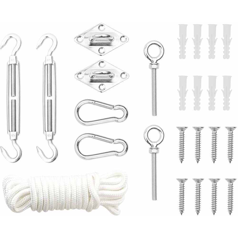 vidaXL 9 Piece Sunshade Sail Accessory Set Stainless Steel