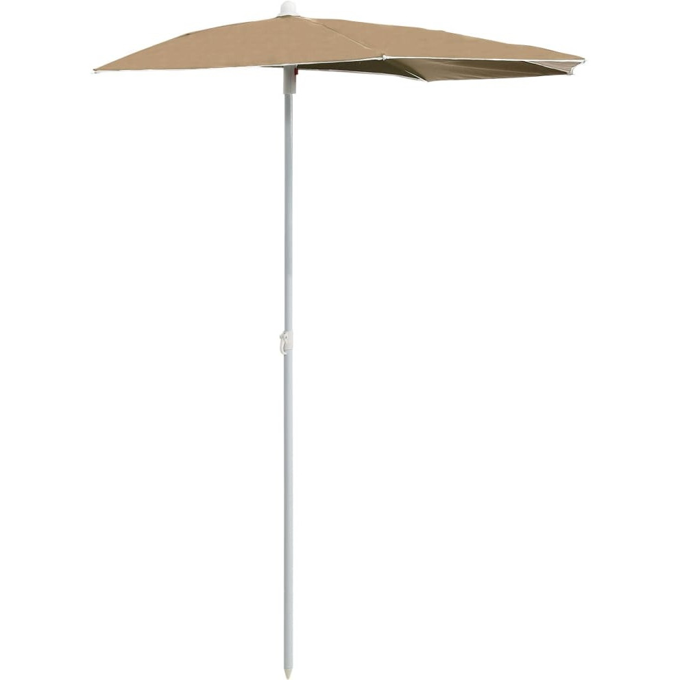vidaXL Garden Half Parasol with Pole 70.9&quotx35.4" Taupe