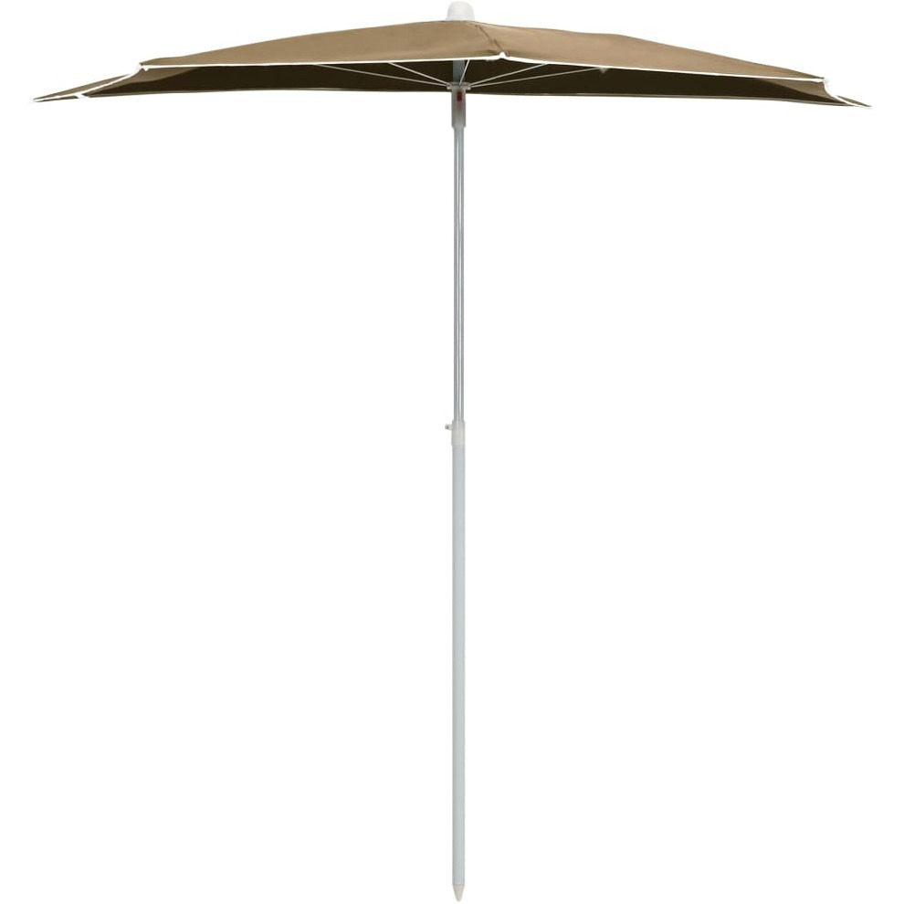 vidaXL Garden Half Parasol with Pole 70.9&quotx35.4" Taupe