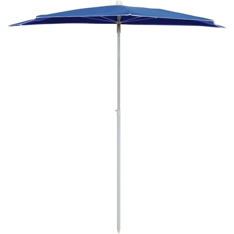 vidaXL Garden Half Parasol with Pole 70.9&quotx35.4" Azure Blue