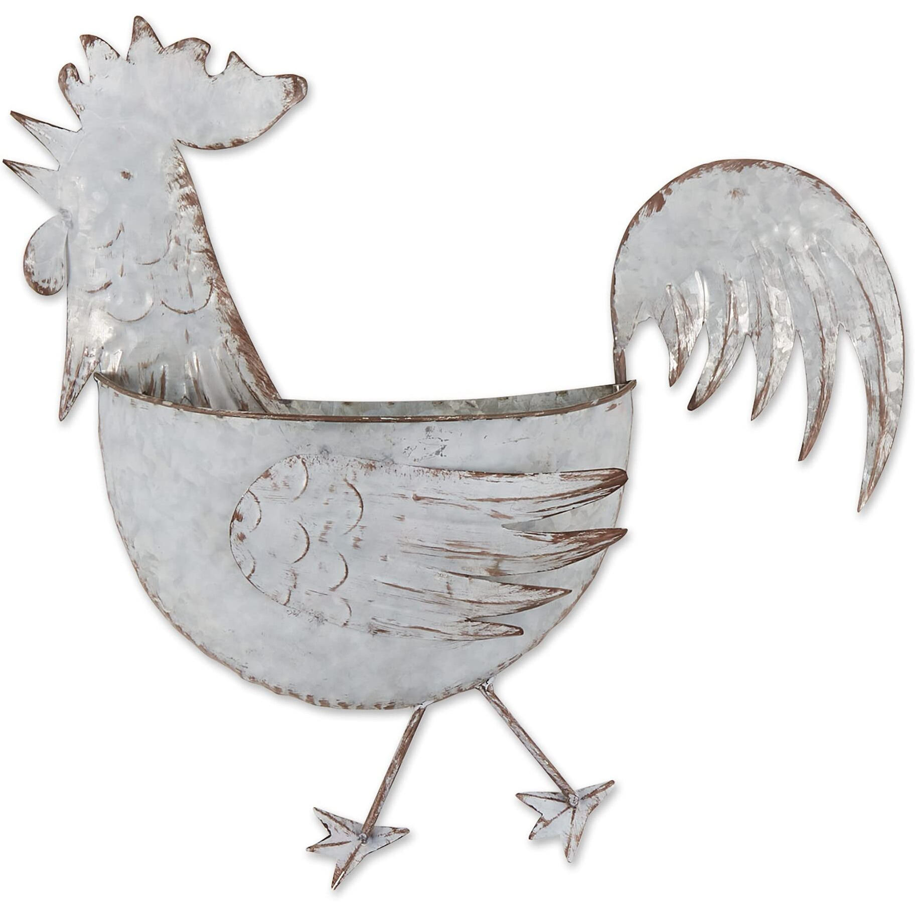 ROOSTER GALVANIZED WALL PLANTER