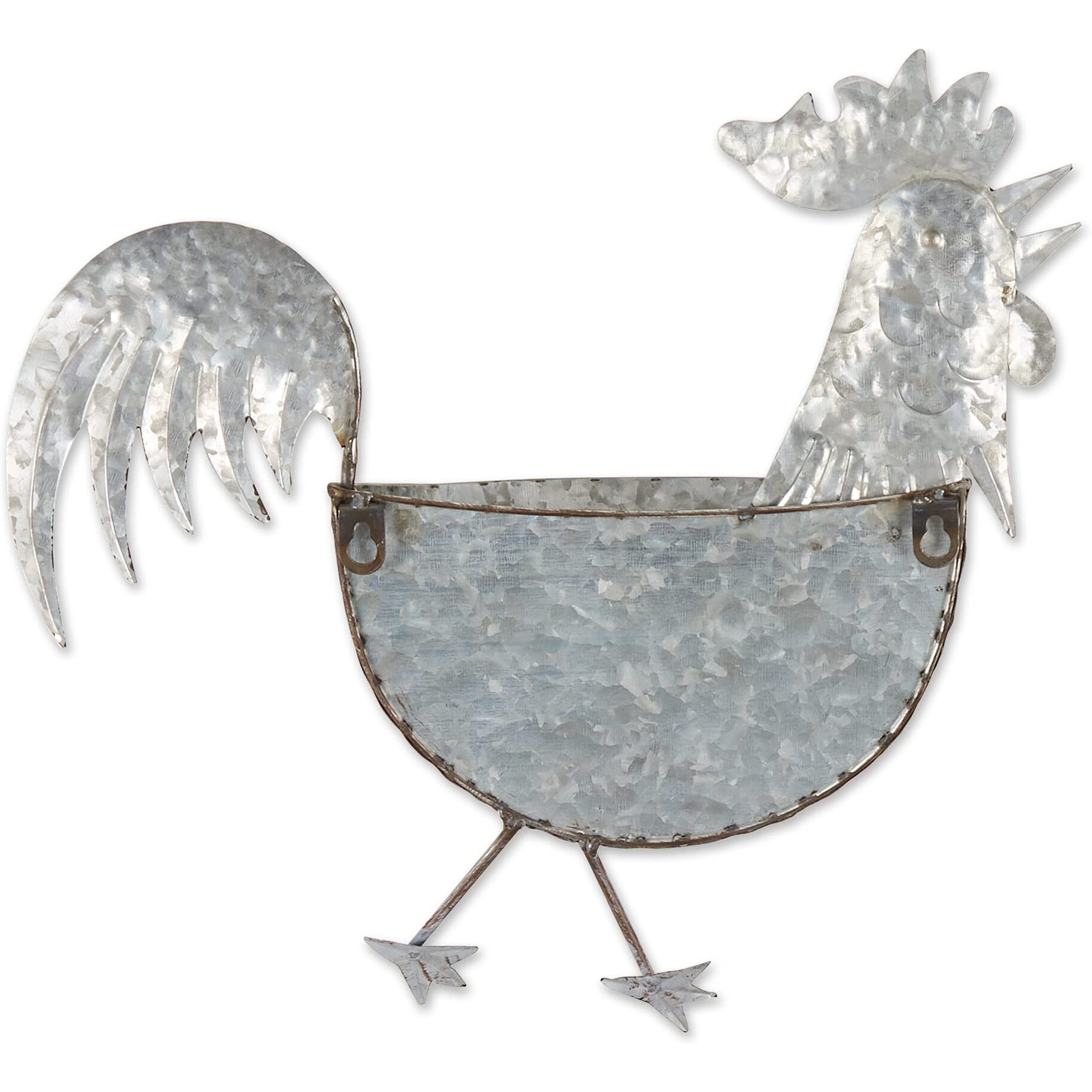 ROOSTER GALVANIZED WALL PLANTER