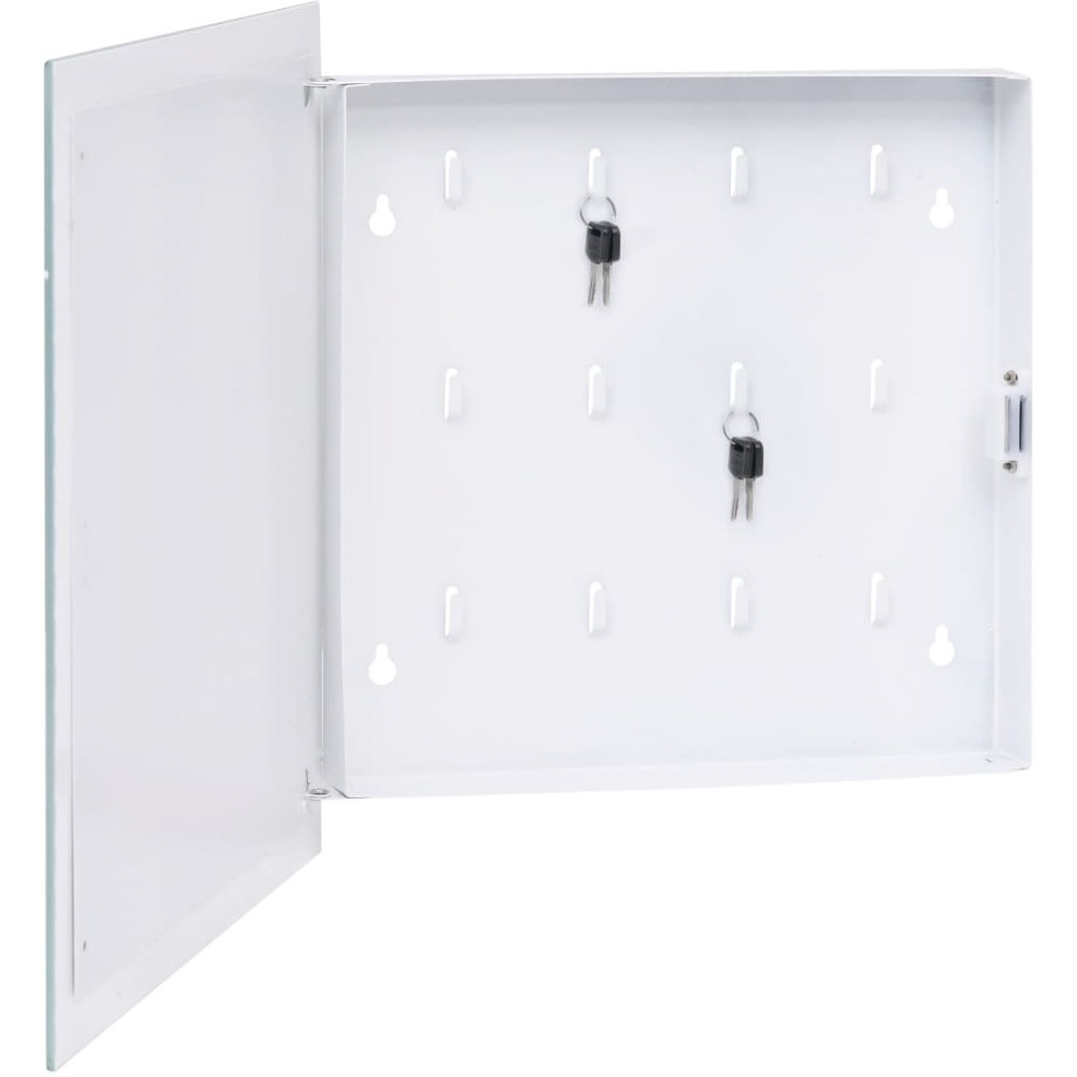 vidaXL Key Box with Magnetic Board White 13.8&quotx13.8&quotx2.2"