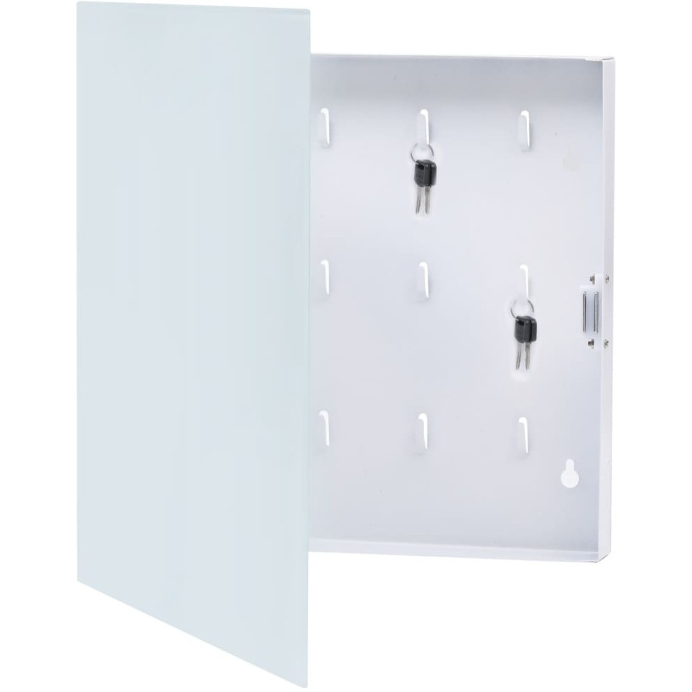 vidaXL Key Box with Magnetic Board White 13.8&quotx13.8&quotx2.2"